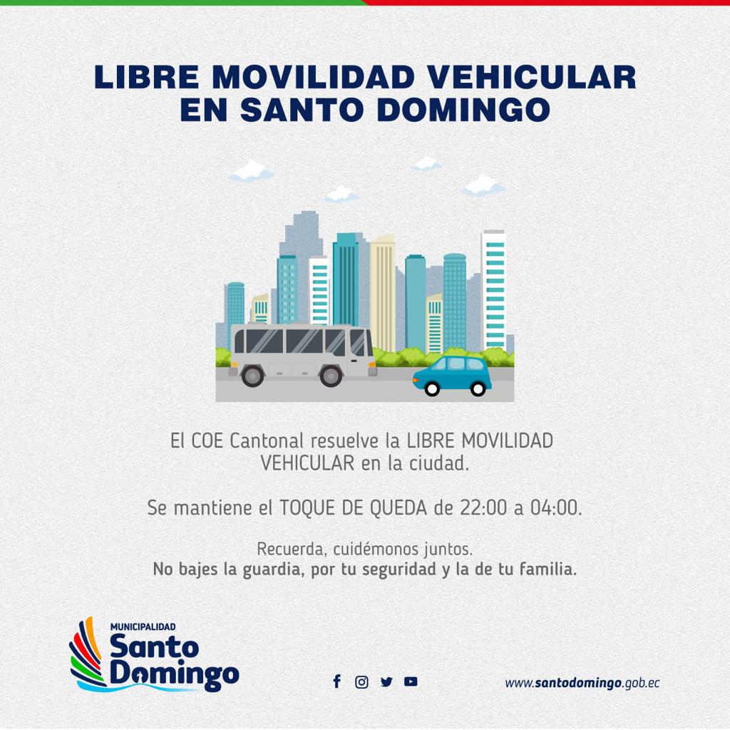 Libre movilidad vehicular en Santo Domingo, dispuso COE CANTONAL. 1