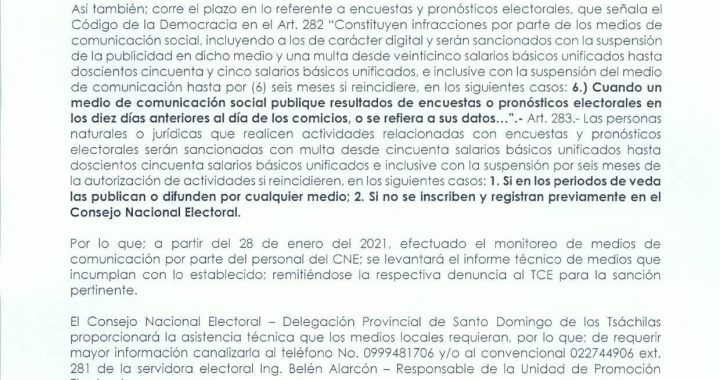 EL CONSEJO NACIONAL ELECTORAL INDICA, NO PODRÁN HACER ENCUESTAS NI PRONÓSTICOS ELECTORALES. 10