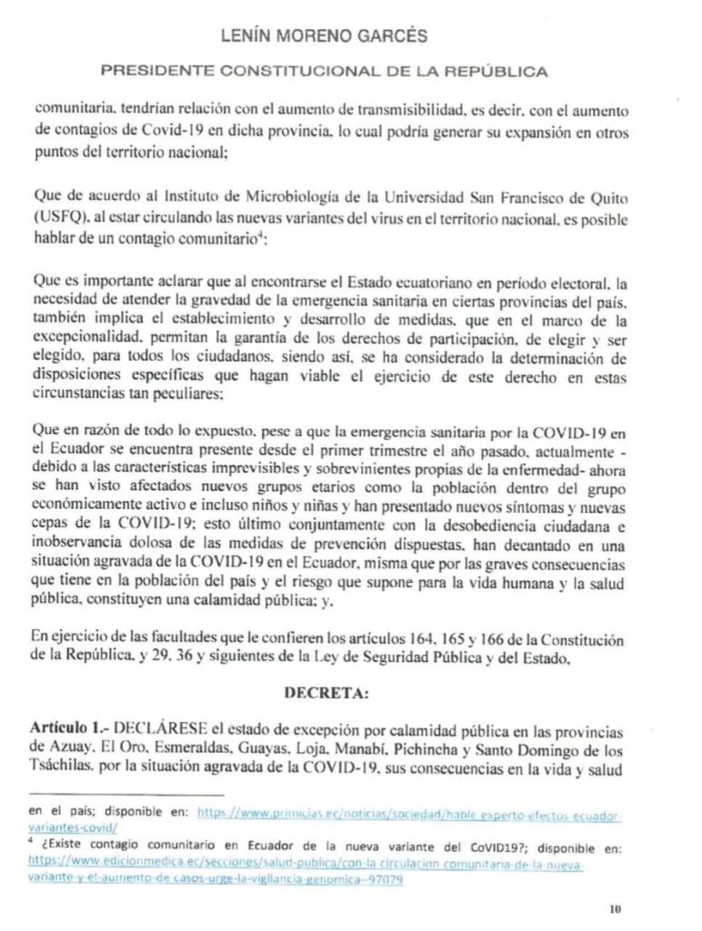 PRESIDENTE MORENO FIRMA DECRETO DE ESTADO DE EXCEPCIÓN FOCALIZADO PARA 8 PROVINCIAS. 2